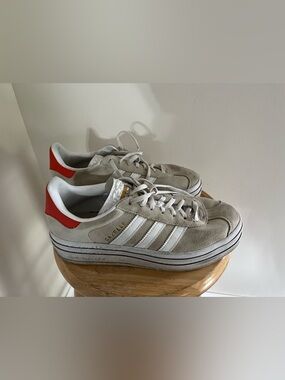 Adidas Gazelle Platform Suede Sneakers Light Gray